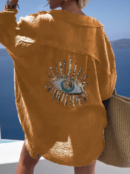Vrouwelijke Blouse met Ogenprint