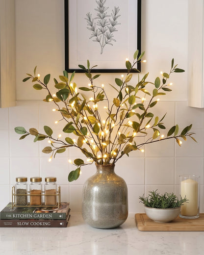 Decoratieve LED Verlichtingstak met Natuurlijke Bloesemvorm 70cm – Flexibele Sfeerverlichting voor Vazen en Schoorsteenmantels