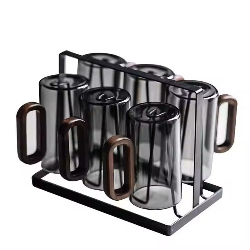 Glazen Mok met Houten Handvat 350ml – Borosilikaatglas voor Thee, Koffie en Sap