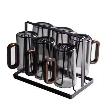 Glazen Mok met Houten Handvat 350ml – Borosilikaatglas voor Thee, Koffie en Sap