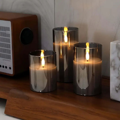 LED kaarsen met afstandsbediening glas zwart sfeer verlichting set timer modern interieur woonkamer slaapkamer decoratie realistisch vlam effect