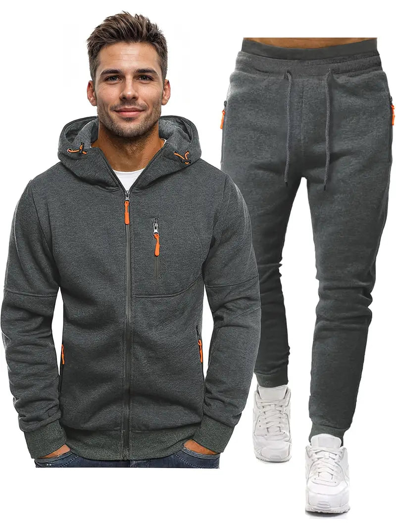 Heren Trainingspak 2-Delig - Sportieve Jogging Outfit met Lange Mouwen