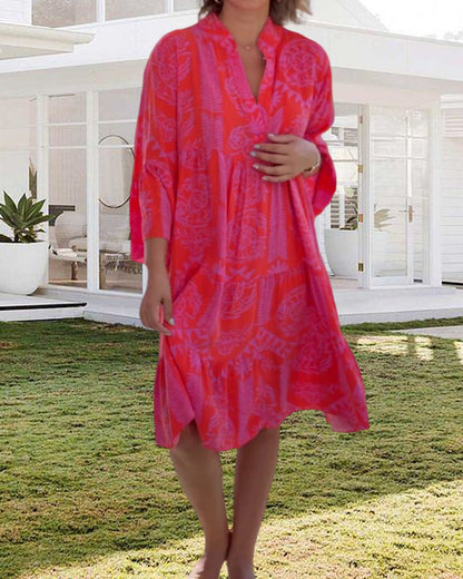 Zomerjurk Boho Driekwart Mouwen Geometrische Print