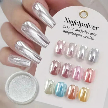 Chroompoeder voor Nagels Zilver – Spiegeleffect Nagelpoeder voor Gel en Acryl