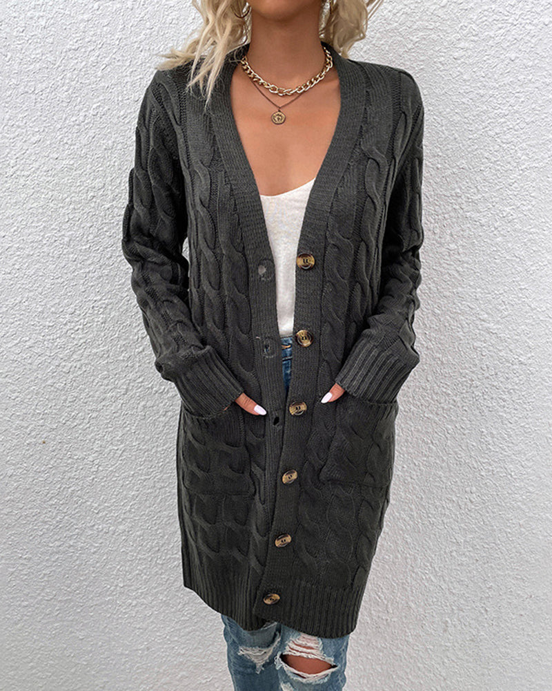 Lange Cardigan Met Lange Mouwen Effen Kleur