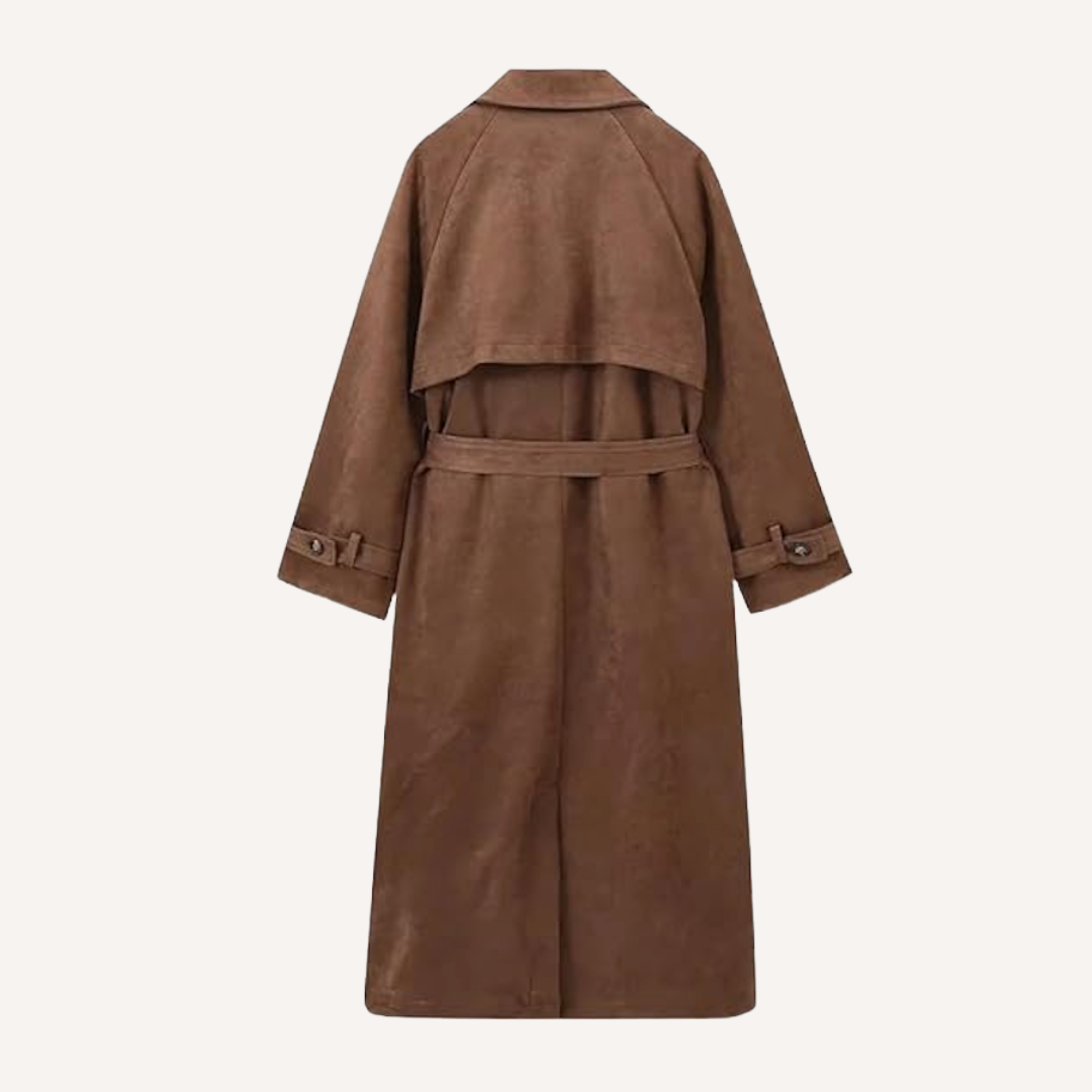 Dames Trenchcoat Imitatiesuède Oversized Lange Jas