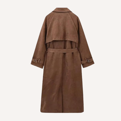 Dames Trenchcoat Imitatiesuède Oversized Lange Jas
