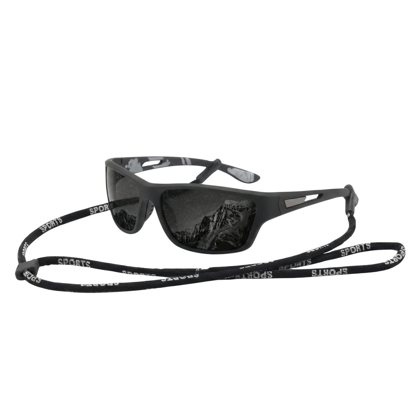 Sportzonnebril gepolariseerd UV-bescherming krasbestendig wrap-around ontwerp nekkoord unisex actief outdoorgebruik