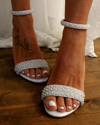 Hoge Hak Bruidsschoenen met Strass Steentjes
