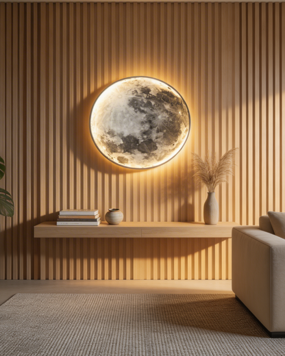 Maanverlichting Wandlamp LED met Reliëf 3D Sfeerverlichting Vollemaan Effect voor Slaapkamer Woonkamer Ontspanning Meditatie