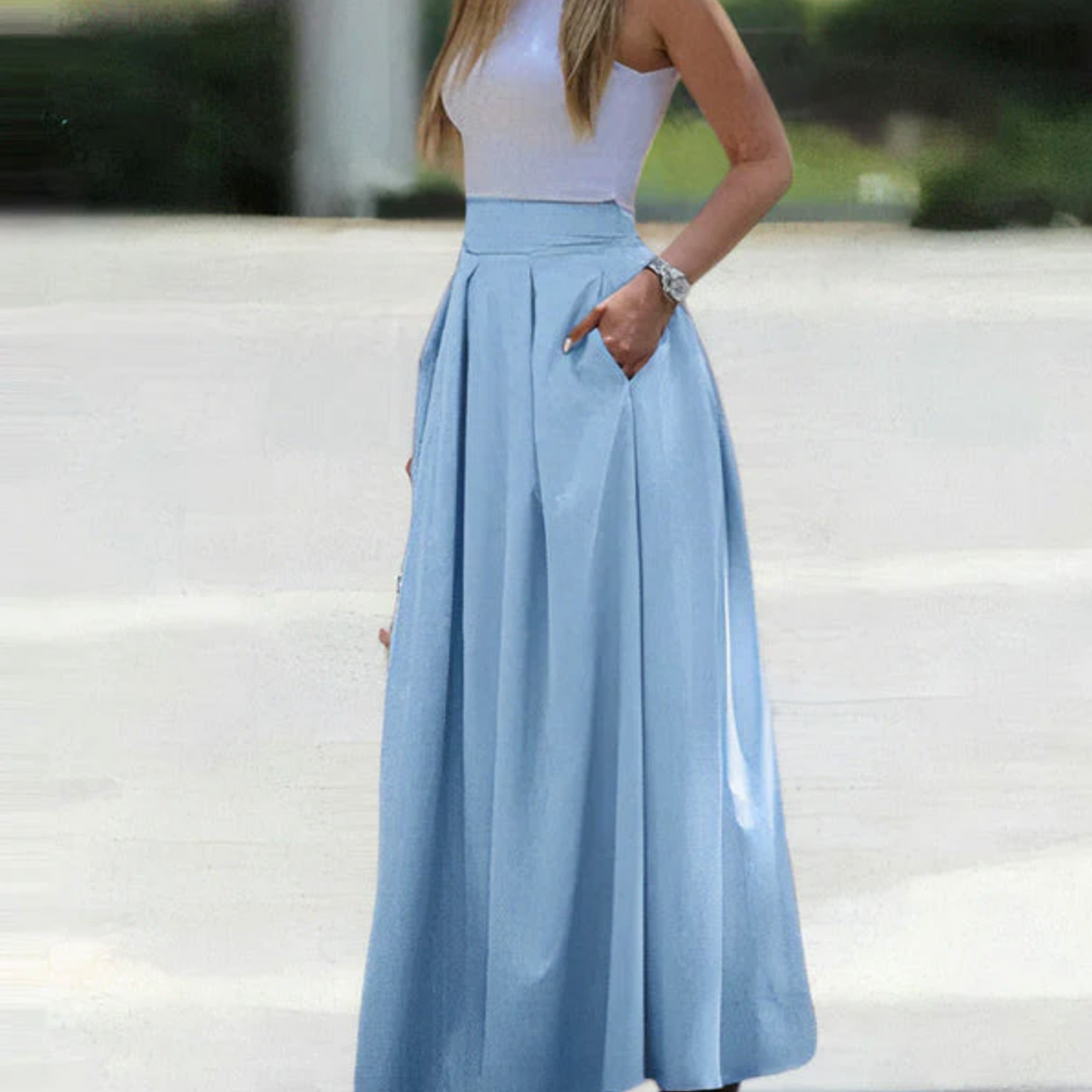 Luchtige Plooirok Hoge Taille Zomerjurk