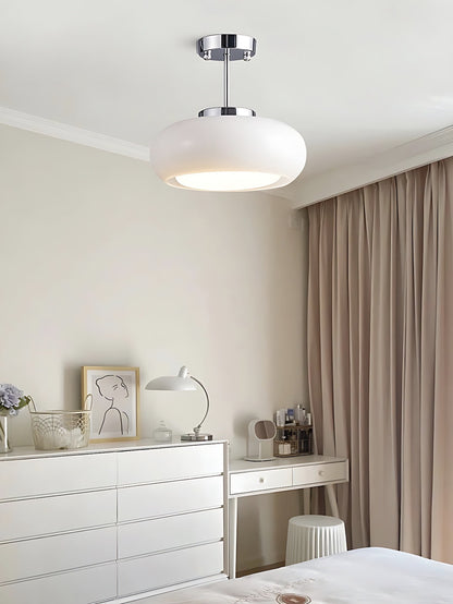 Plafondlamp Glazen Schijf Bauhaus Design Messing of Chroom Oranjegeel of Wit Glas Retro Stijlvolle Verlichting