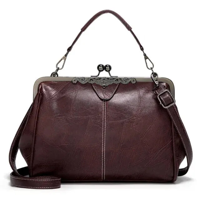 Vintage Handtas met Kliksluiting Retro Clutch Dames Avondtas Feesttas Schoudertas Elegant Design Bruin Zwart