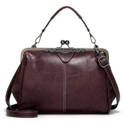 Vintage Handtas met Kliksluiting Retro Clutch Dames Avondtas Feesttas Schoudertas Elegant Design Bruin Zwart