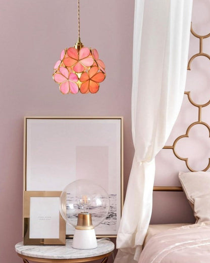 Handgemaakte Hanglamp met Acryl Bloem en IJzeren Frame Transparant Roze Blauw Beige voor Eetkamer Woonkamer Slaapkamer