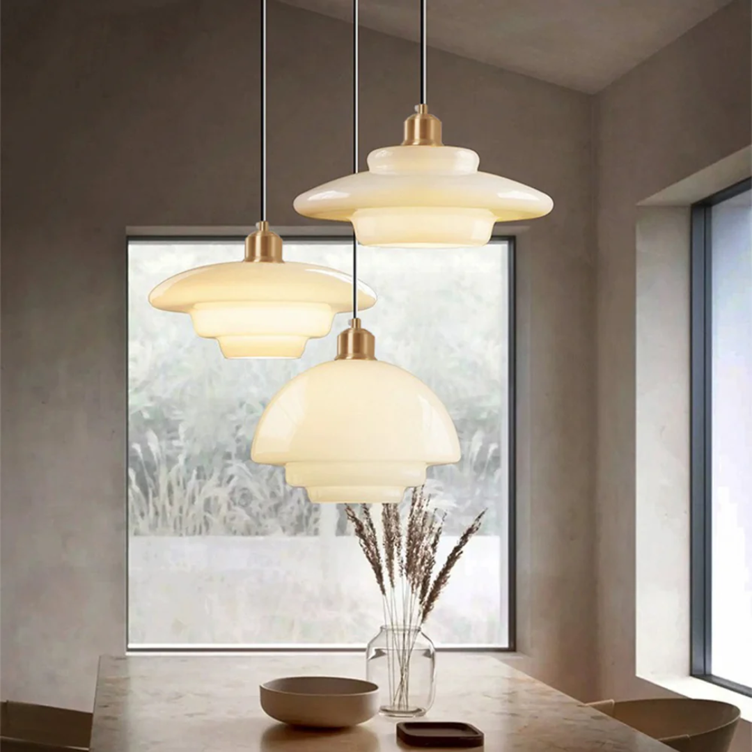 Hanglamp Glas E27 Goud Rond Woonkamer Eettafel Keuken Organisch Design Sfeerverlichting Modern Interieur