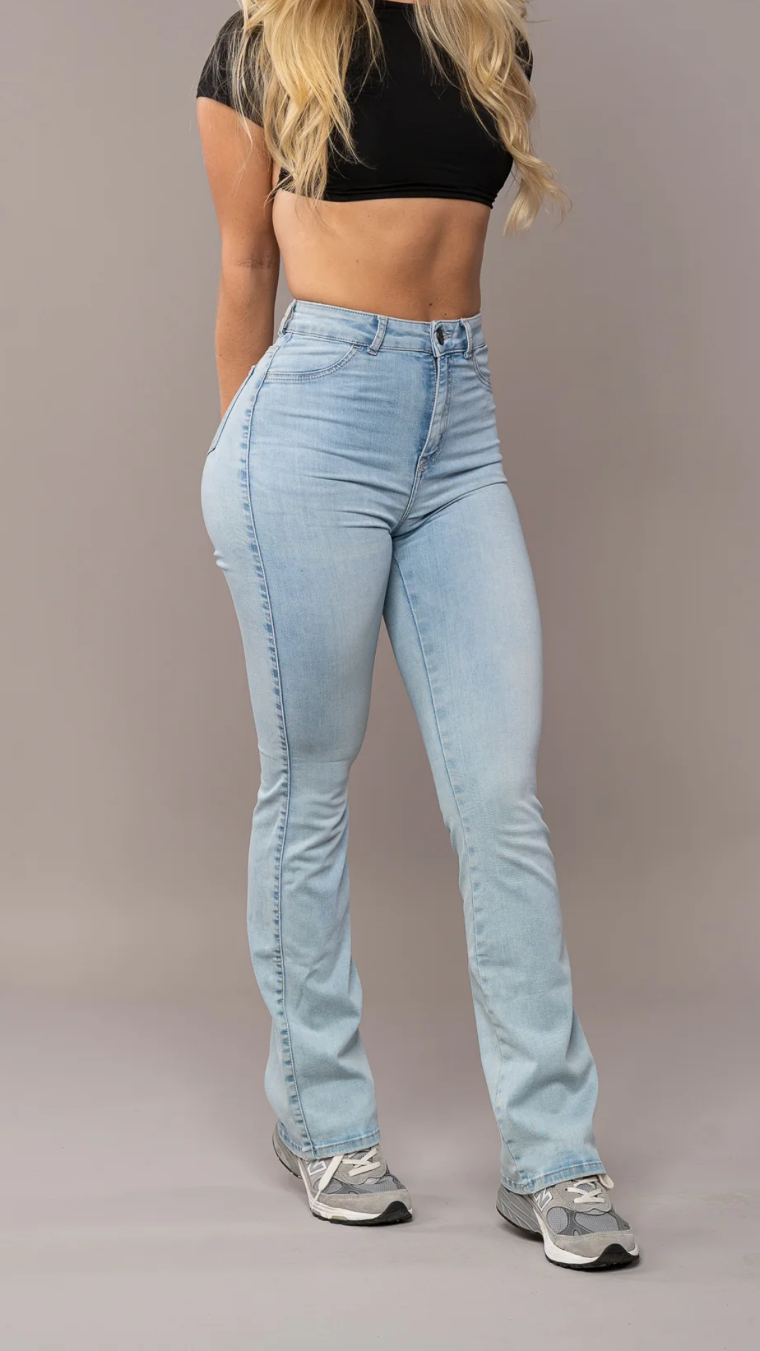 Hoge Taille Flared Jeans Dames Stretch Stof