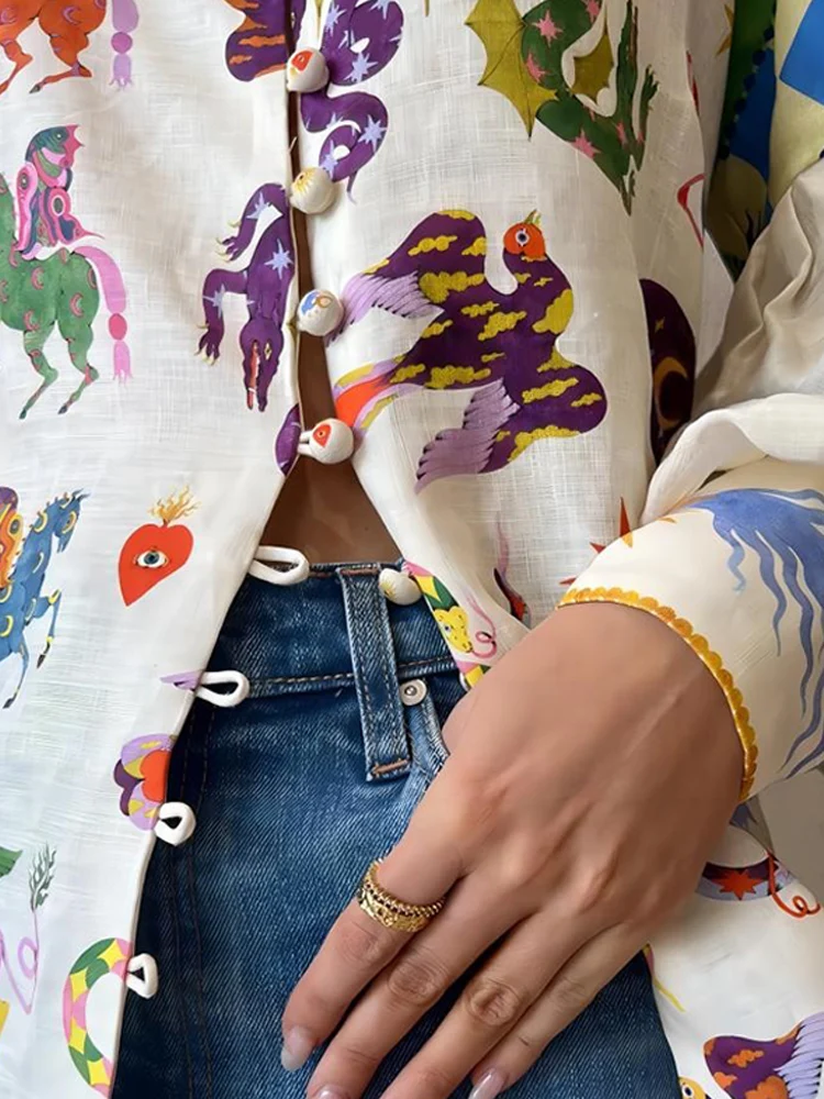 Vrouwelijke Top met Kleurrijke Print en Leuke Ontwerp