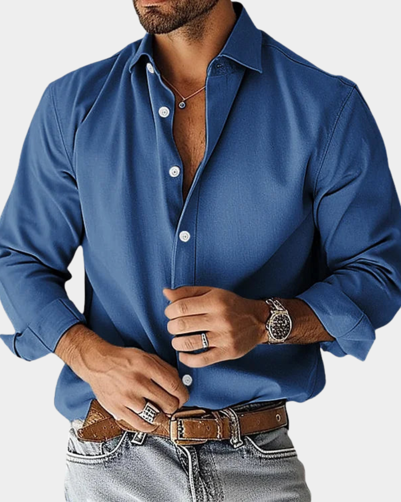 Heren Overhemd Lange Mouwen Button Down Kraag Slim Fit