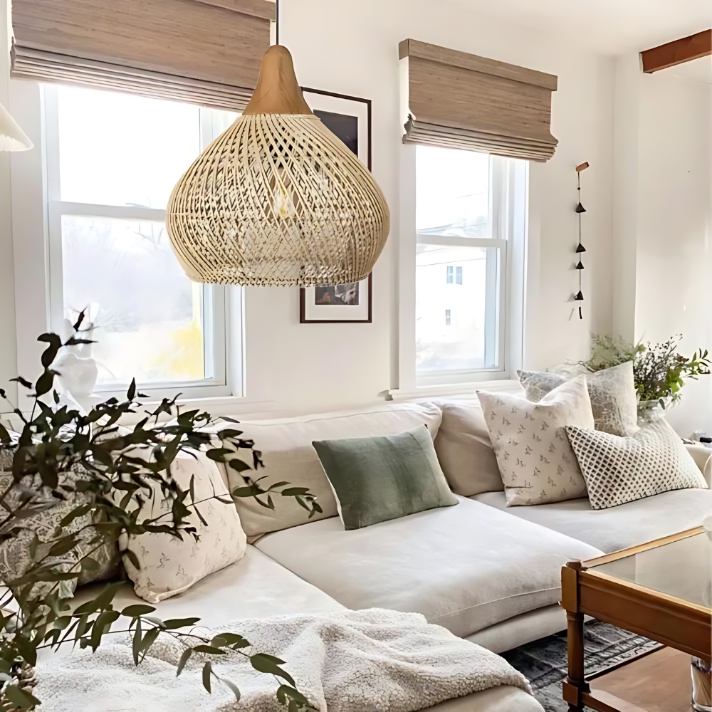 Rotan Hanglamp Boho Natuur Ø40 Ø50 Ø60 Zwart Of Naturel LED