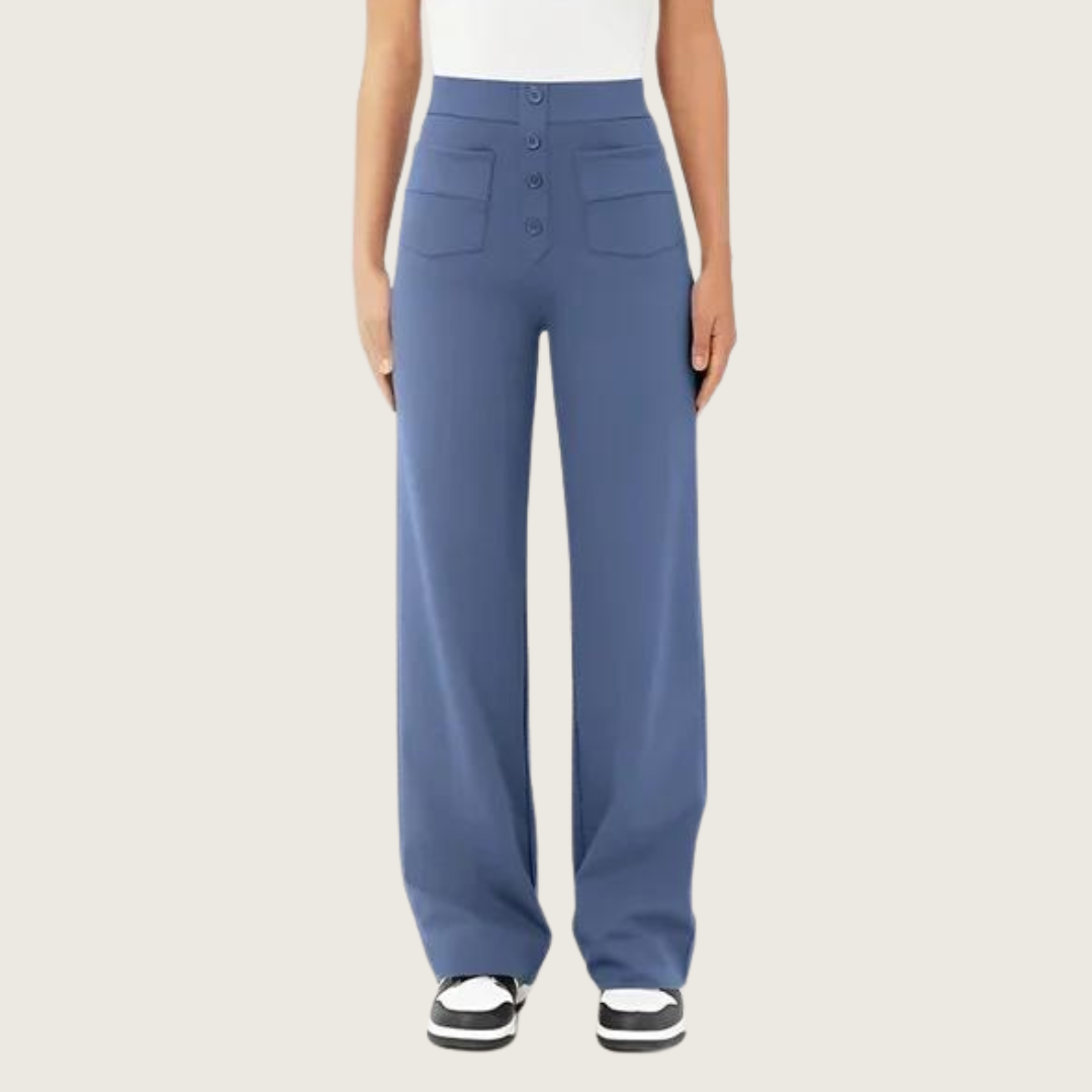 Hoge Broek voor Dames Elastisch Comfortabel Zwart