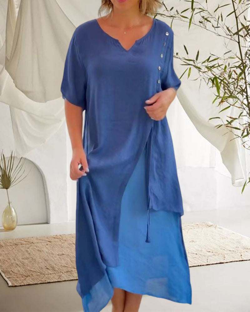 Korte Zomerjurk Asymmetrische Mouw Vrouwenjurk Zonnejurk - StudioMarella