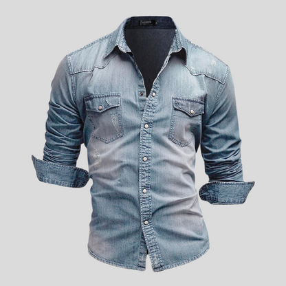 Heren Overhemd Blauw Denim Casual Kleding