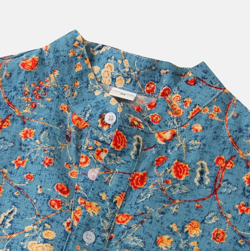 Mannen Overhemd Korte Mouwen Bloemenprint Zomer