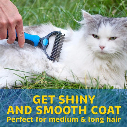 Professionele Vachtborstel voor Honden en Katten - RVS Tanden - Zachte Grip - Ontwarrend Onthaart Massagewerking