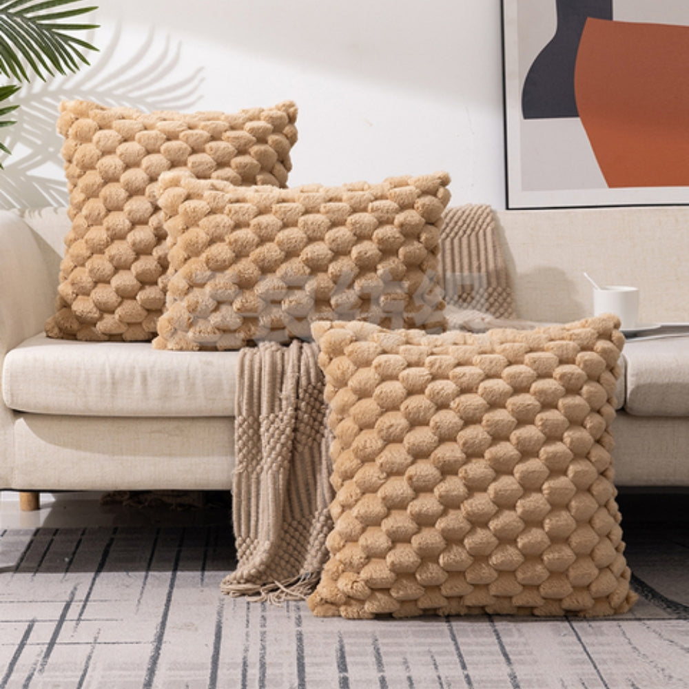 Zachte Kussenslopen met Geribbelde Marshmallow Textuur – Luxe Kussenhoes in Crème, Roze, Grijs, Zwart voor Woonkamer & Slaapkamer
