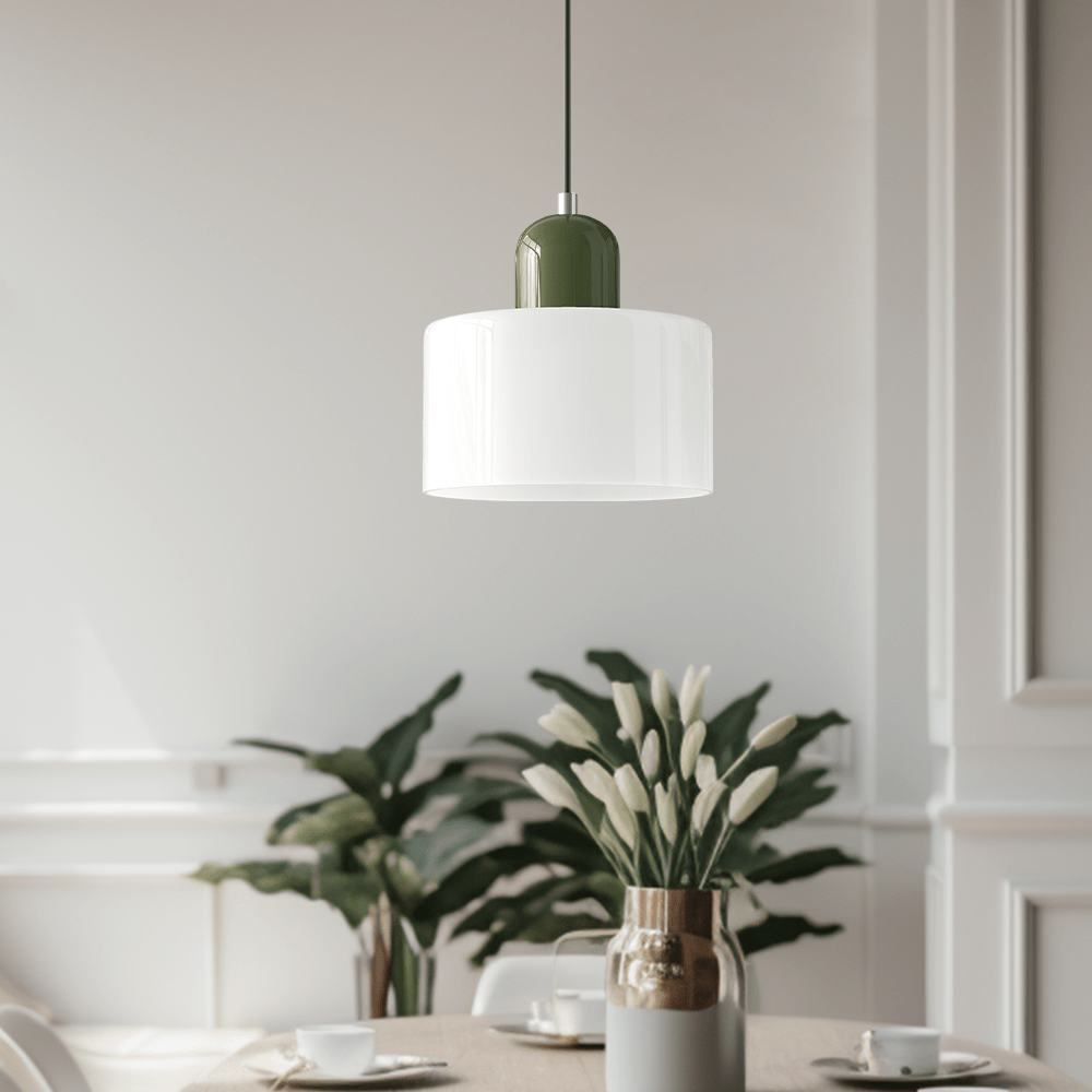 Glazen Hanglamp Bauhaus-Stijl Handgeweven Afwerking Eetkamer Woonkamer