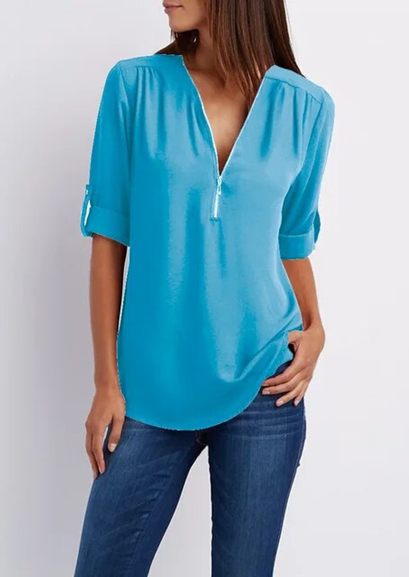Vrouwelijke Blouse Elegante met Rits van Polyester en Elastaan