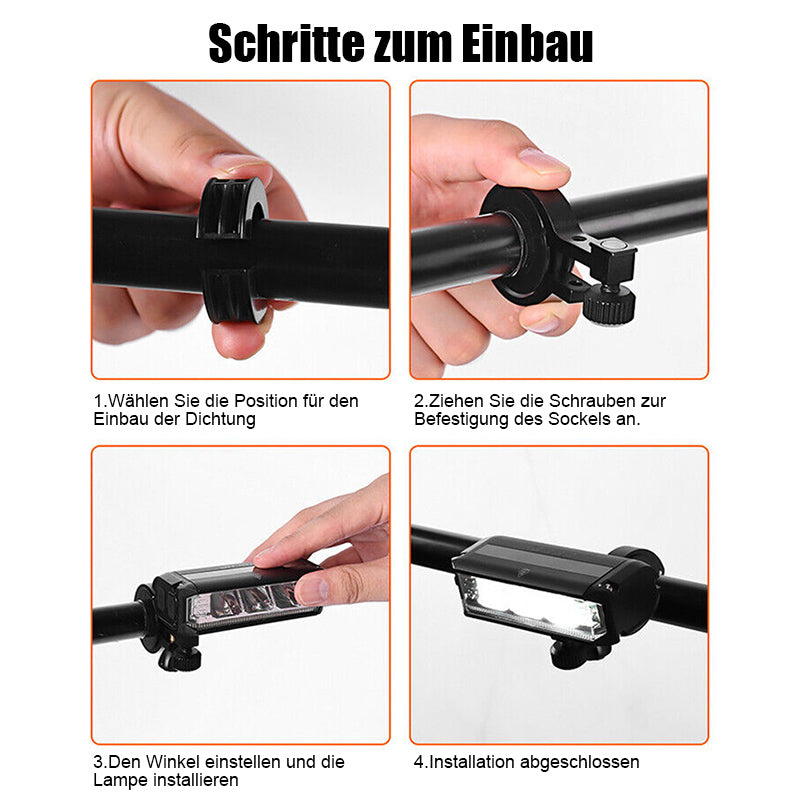 Fietsverlichting LED Voorlicht 900 Lumen Oplaadbaar Zwart Waterdicht Breed Verlichtingsveld Veilig Fietsen