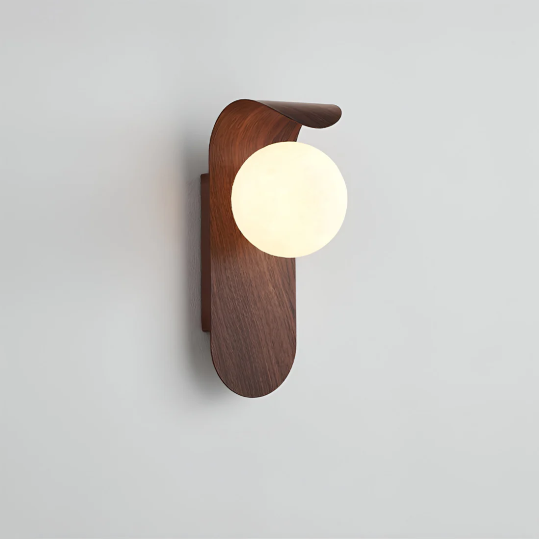 Wandlamp Hout Scandinavisch Globe LED 1 Licht 25cm Modern Design