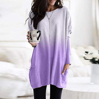 Dames Top Lange Mouwen Zakken Gradient Effect