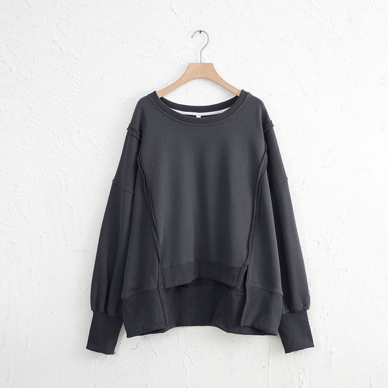 Dames Sweater Warme Losse Trui met Rauwe Boorden