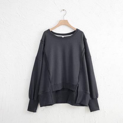 Dames Sweater Warme Losse Trui met Rauwe Boorden