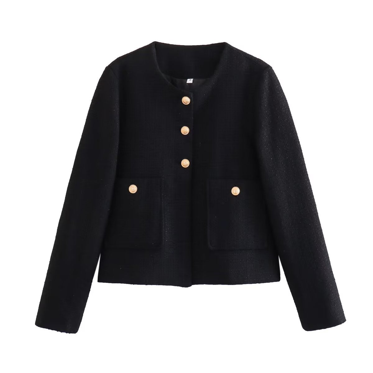 Dames Jas Bouclé Luxe Gouden Knopen