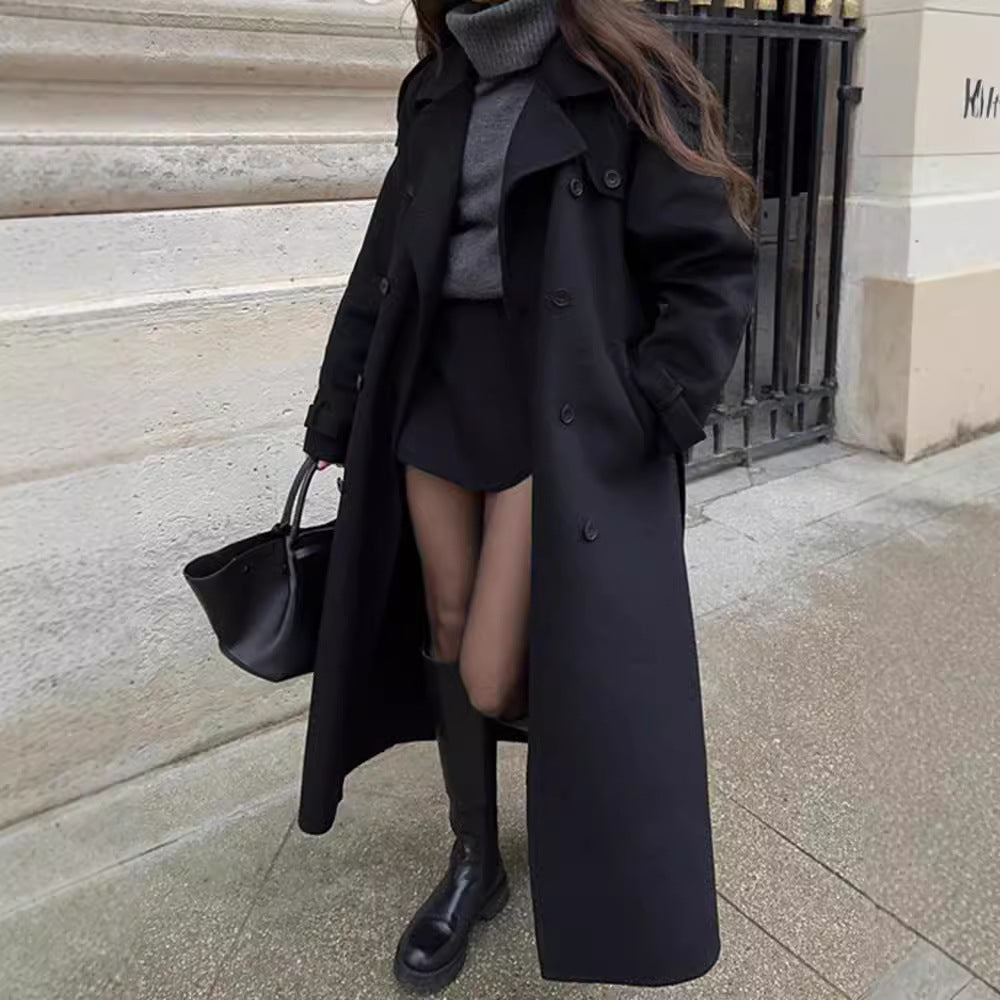 Dames Regenjas Lange Stijlvolle Trenchcoat Waterdicht