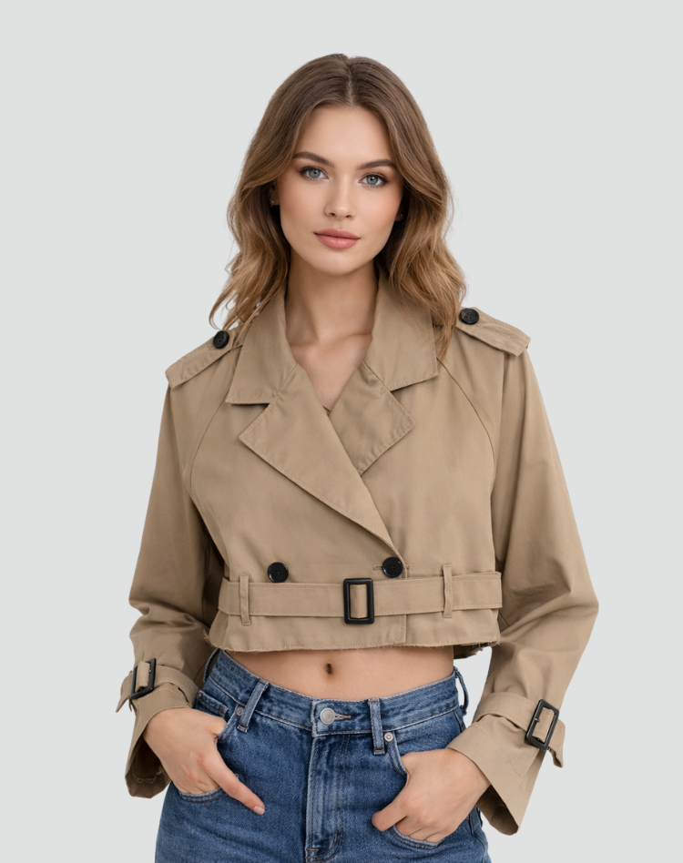 Korte Trenchcoat Dames Regular Fit Katoen - StudioMarella