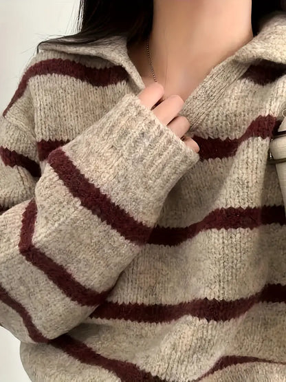 Streepjes Trui V-Hals Casual Stijl