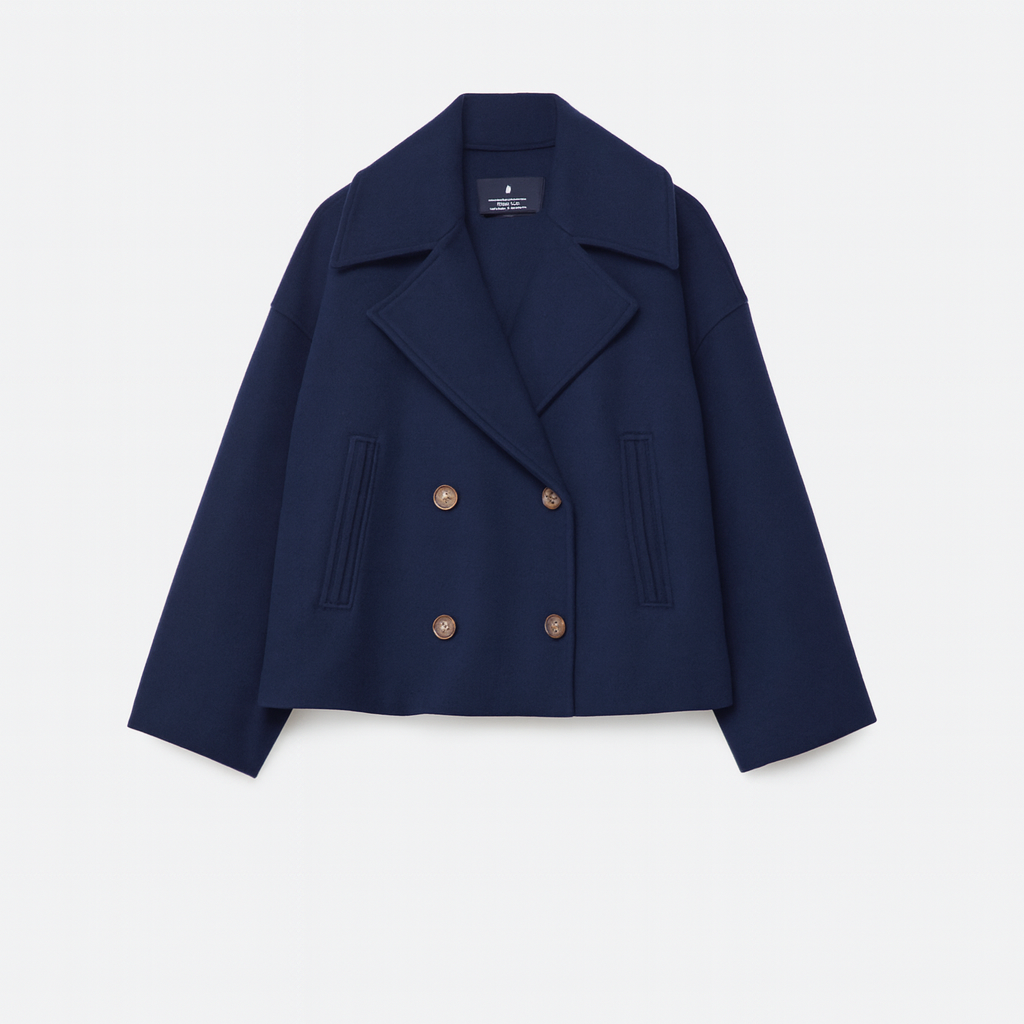 Dames Peacoat Dubbelrij Relaxed Fit Lange Jas