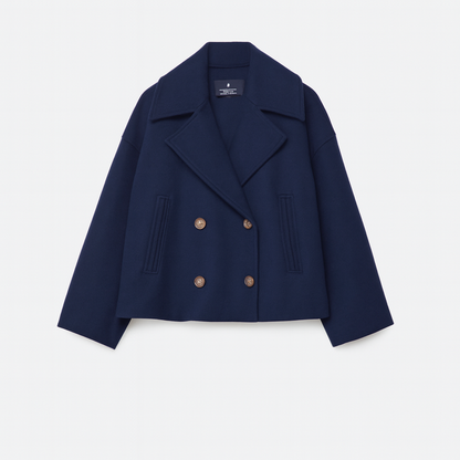 Dames Peacoat Dubbelrij Relaxed Fit Lange Jas