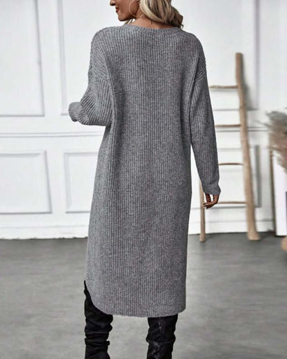 Dames Trui Jurk Lange Mouwen Gebreid Patchwork Stijl