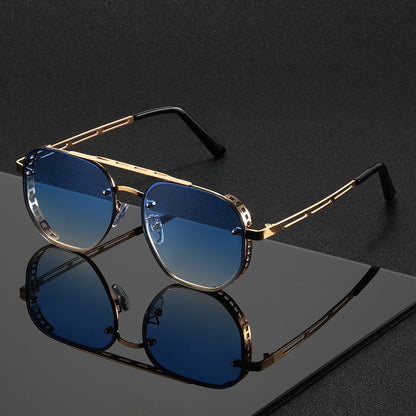 Minimalistische Metalen Zonnebril met UV-bescherming Ronde Glazen Unisex
