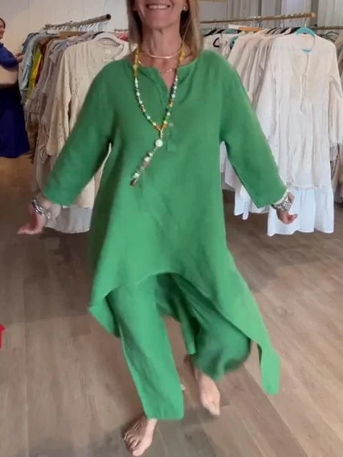 Linnen Damespak Zomerjurk Elegante Korte Broek