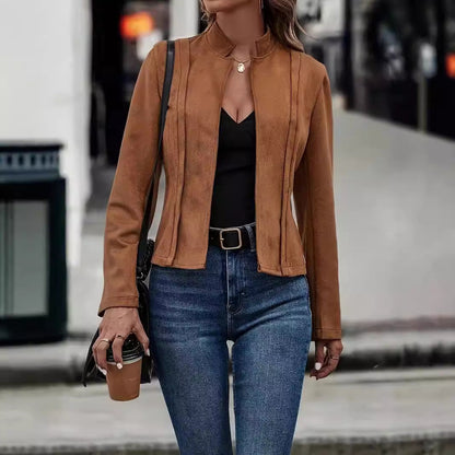 Dames Suède Jas Elegant Tijdloos Perfecte Pasvorm