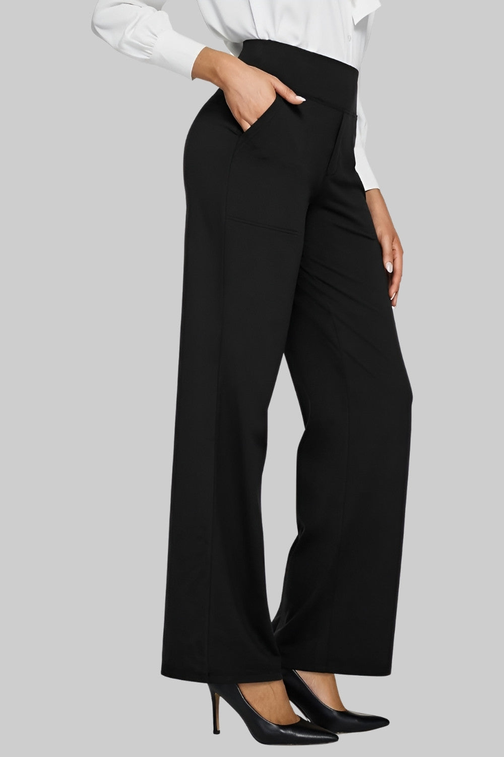 Dames Broek Hoge Taille Rechte Pijpen Met Zakken