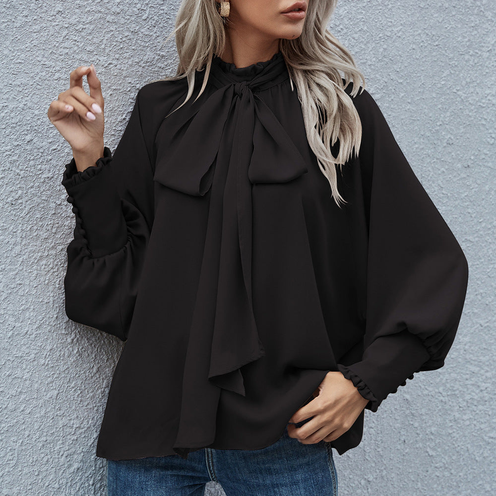 Dames Blouse Strikdetail Elegante Stijl Chique Katoen