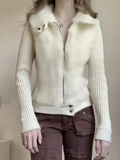 Vest met Bontkraag voor Dames Getailleerd Model